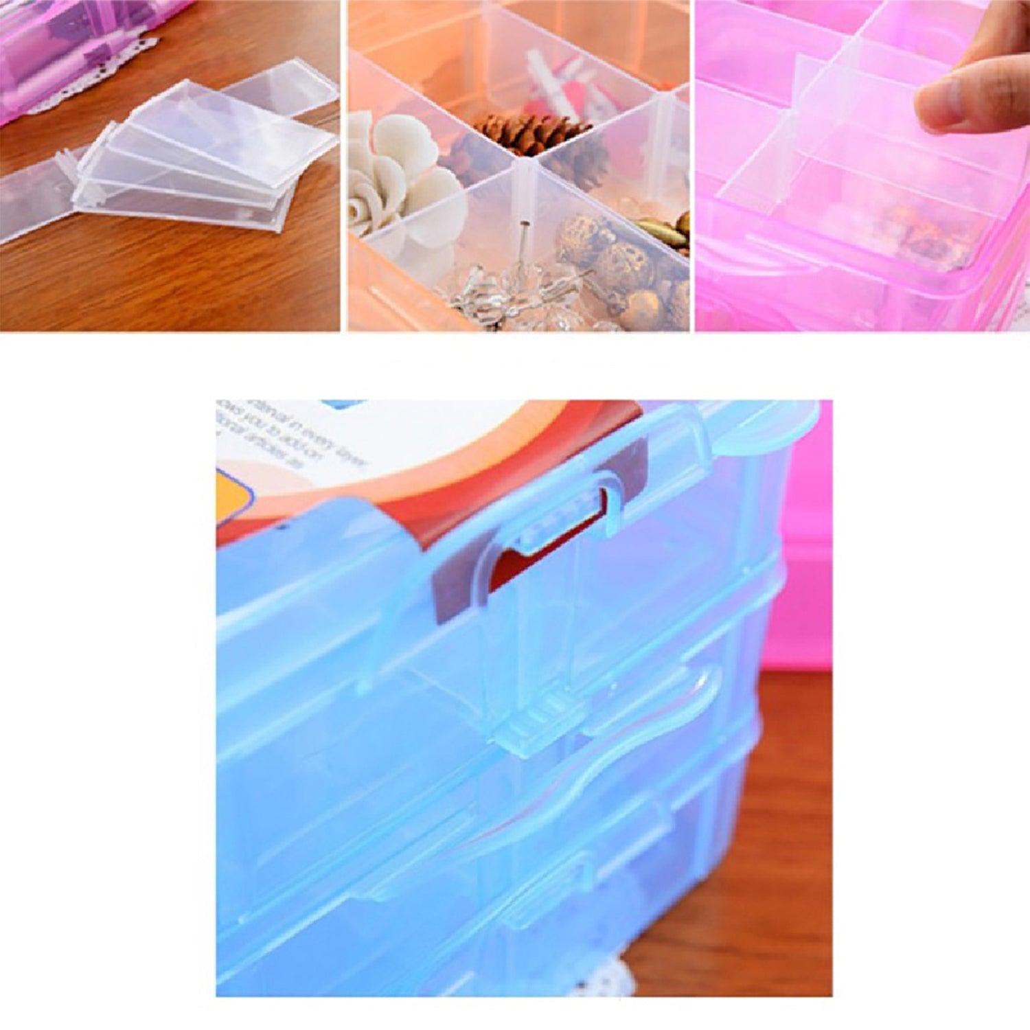 2644 3-Tier 18 Sections Transparent Stackable Adjustable Compartment Slot Plastic Craft Storage Box 2644 3-Tier 18 Sections Transparent Stackable Adjustable Compartment Slot Plastic Craft Storage Box